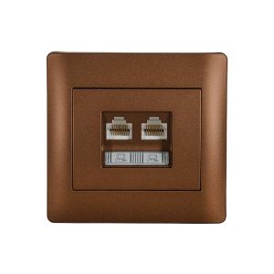 Elmark RHYME számítógép aljzat- RJ45 -dupla metál-kávé - elektrobagoly.hu