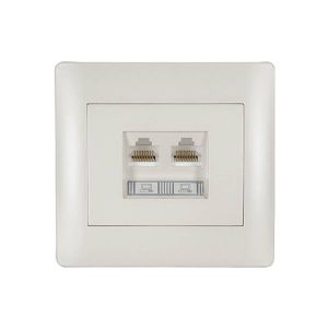 Elmark RHYME számítógép aljzat- RJ45 -dupla metál-fehér - elektrobagoly.hu