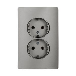 Elmark RHYME schuko típusú aljzat -dupla  metál-szürke - elektrobagoly.hu