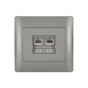 Elmark RHYME számítógép aljzat- RJ45 -dupla  metál-szürke - elektrobagoly.hu