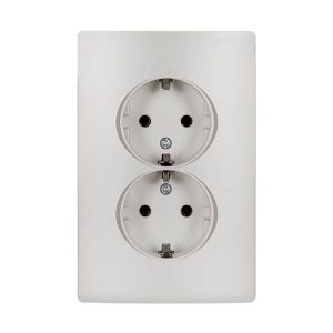 Elmark RHYME schuko típusú aljzat -dupla metál-fehér - elektrobagoly.hu