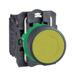 Schneider Electric XB5AA51 komplett nyomógomb, sárga, záróérintkezővel (NO) - elektrobagoly.hu