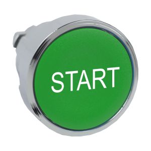 Nyomógomb fej START fedlappal. Zöld ZB4BA333